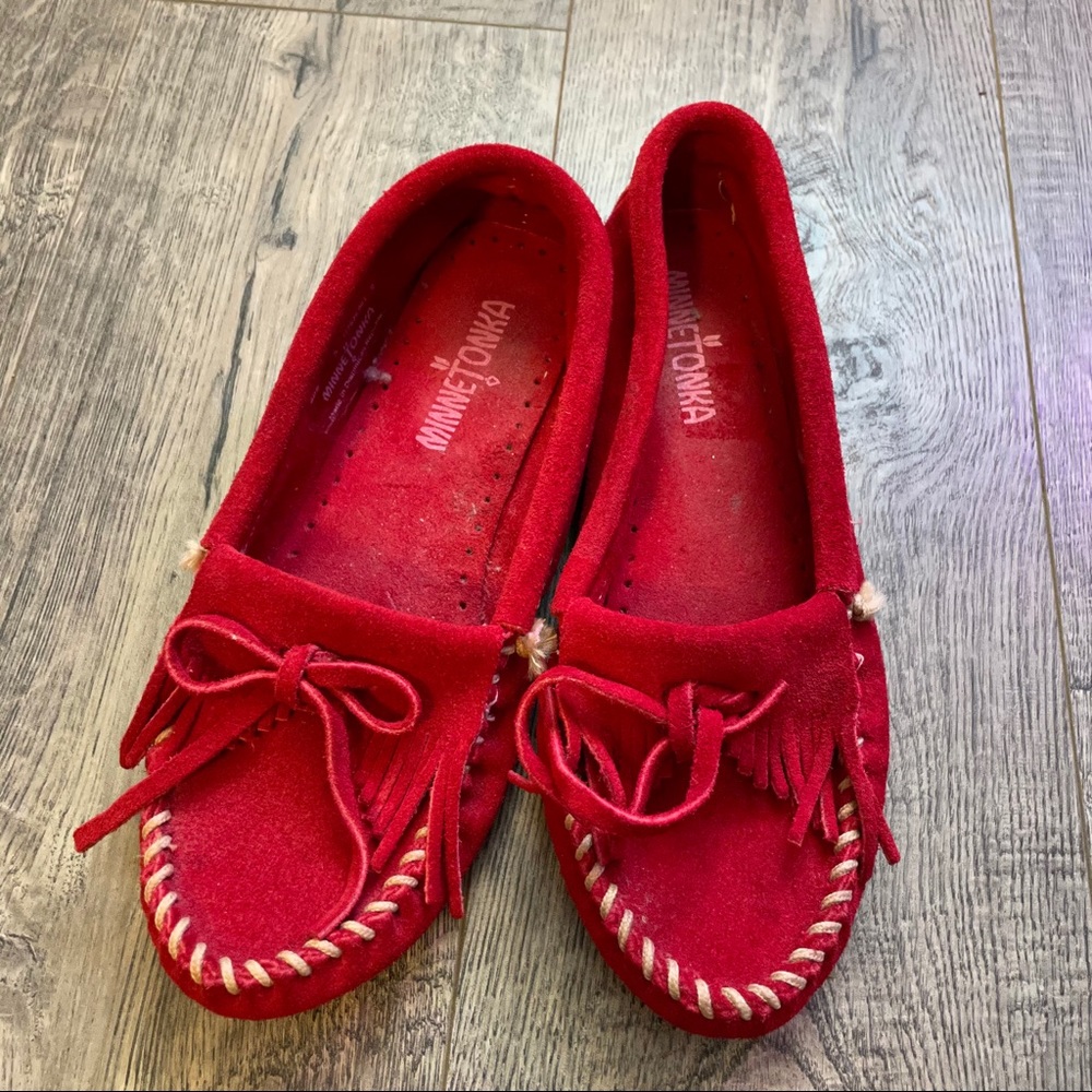 Red Minnetonka moccasins